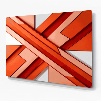 Geometric Abstraction 78 Red Metal Wall Art