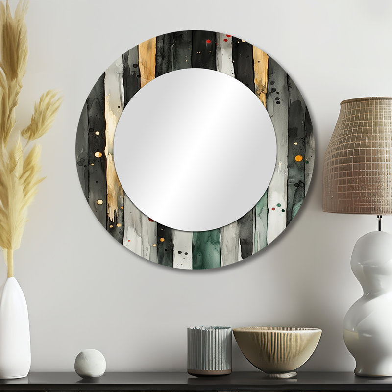 Doré et vert, optique, éthéré, courants I - miroir fauvisme pour décoration murale - imprimé sur métal, 23 po x 23 po