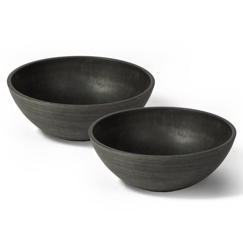 Ensemble de pots à fleurs en composite Cara, Anthracite, H 4,75 po x l 12 po x P 12 po