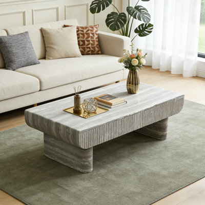Mid Century Modern Coffee Table with Fluted Drawer