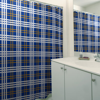 Plaid Shower Curtain and Liner Included