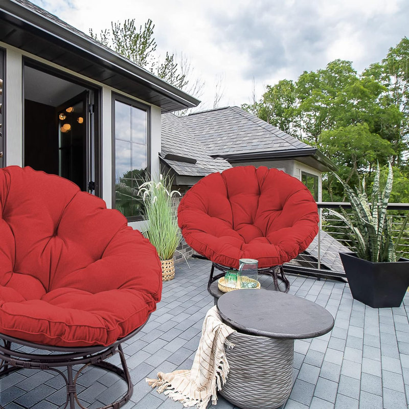 Chaise rembourrée Papasan, Mélange de polyester rouge