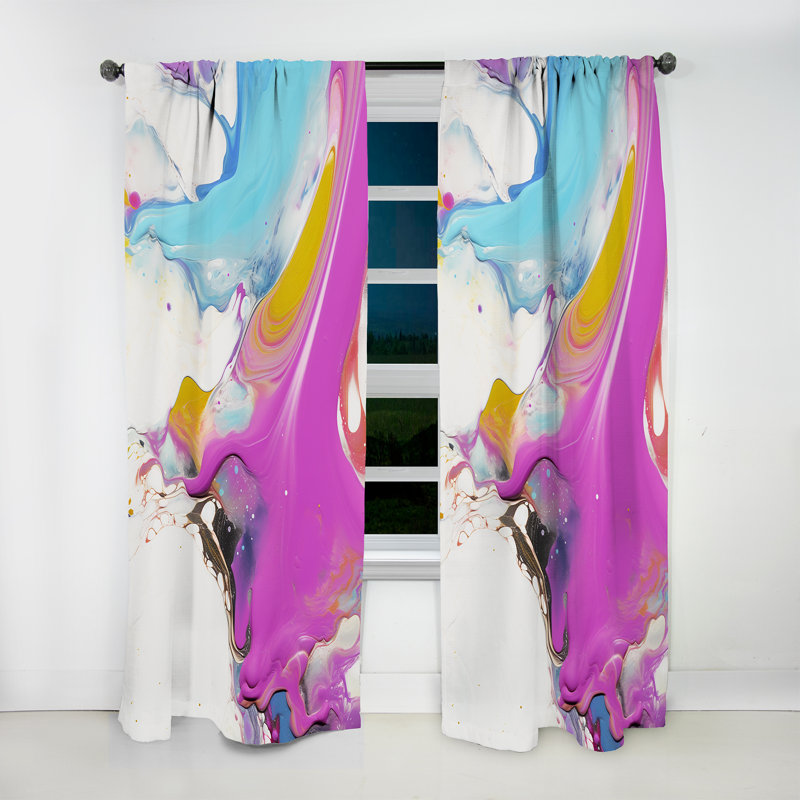 Ackeron fuchsia rose et bleu clair illusions fluides I - rideau en velours moderne - obscurcissant - 1 panneau