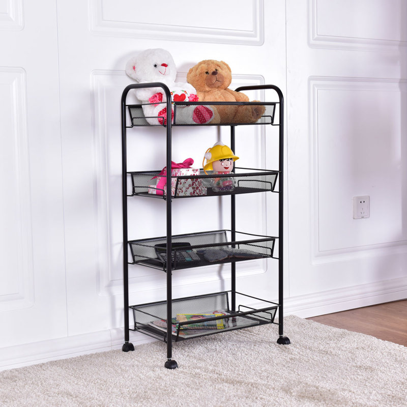 Étagère de rangement 4 niveaux élisabétha H 33 po x l 17,5 po x P 10,5 po, Noir