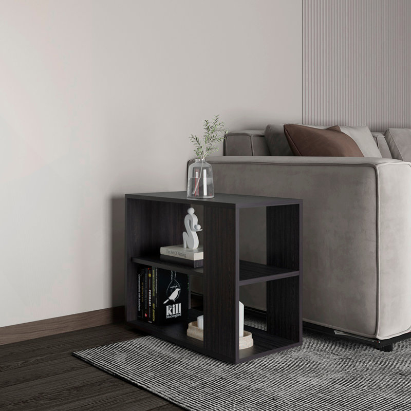 Table console, 4 pieds, 2 tablettes, Noir