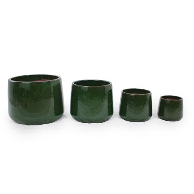 4 pots de fleurs en céramique, pot de fleurs moderne pour patio, jardin ou rebords de fenêtre - vert antique