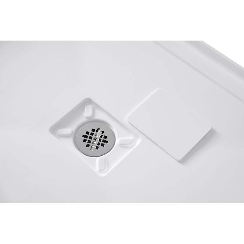 48 in. x 36 in. Corner Acrylic Shower Base in Glossy White With Center Drain, Drain Included, Glossy White
