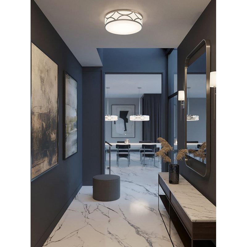 Bernville Acrylic Flush Mount, Painted Nickel