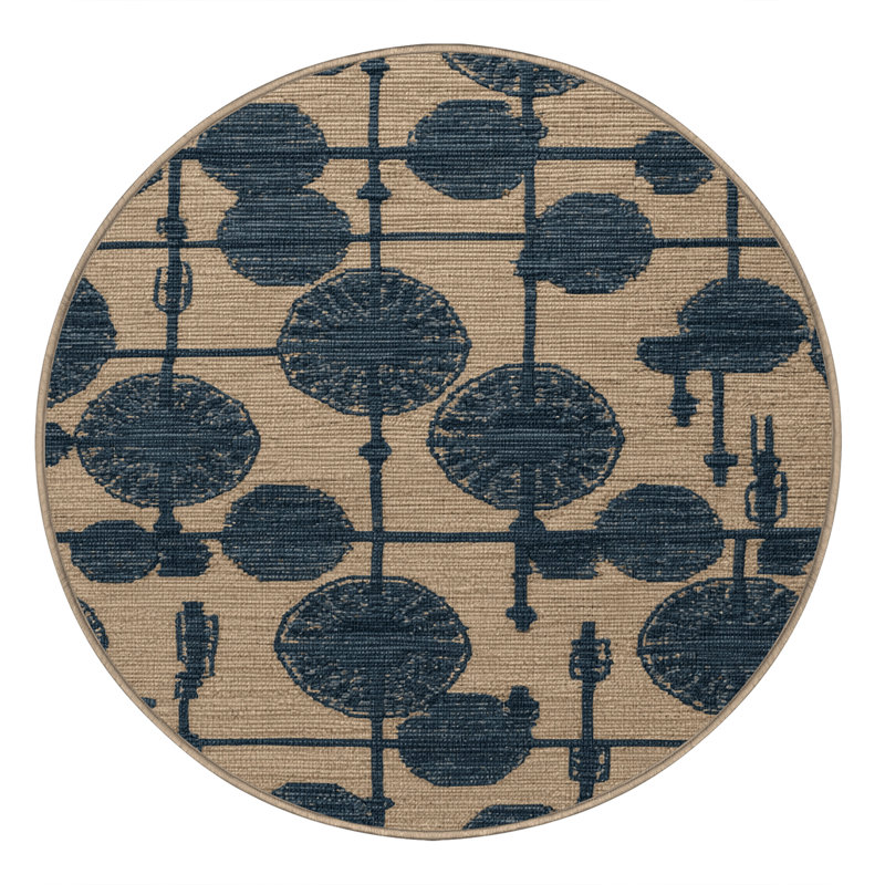Machine Washable Space Brown Area Rug, Round 8'