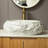 18'' Bathroom Sink, Irregular Oval Resin Vessel Basin With Stone Pattern, Artistic Style Sink, NO Faucet, Ivory-1685305957