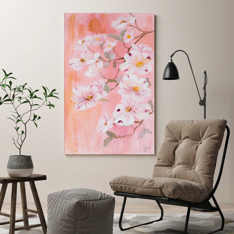 «Simply Dogwood II», reproduction de peinture acrylique, H 30 po x l 18 po x P 1 po, Toile tendue