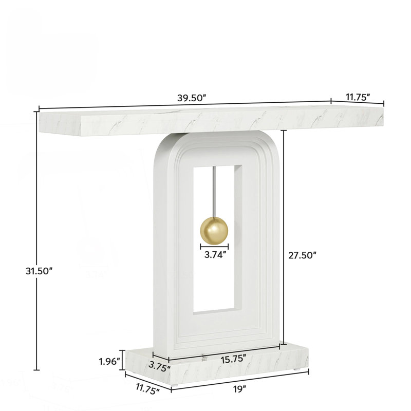 Modern Console Table With Geometric Base, Behind Couch Table