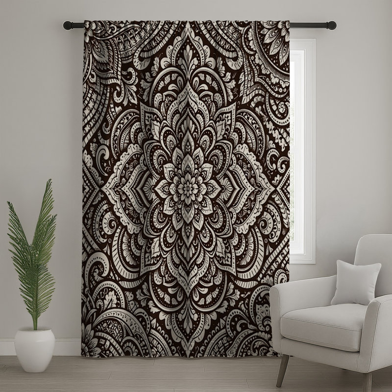 Rideaux de fenêtre complexes à motif mandala, voilages et voilages à motif mandala - 1 panneau, Blockout, 50" x 92" - 1 Panel