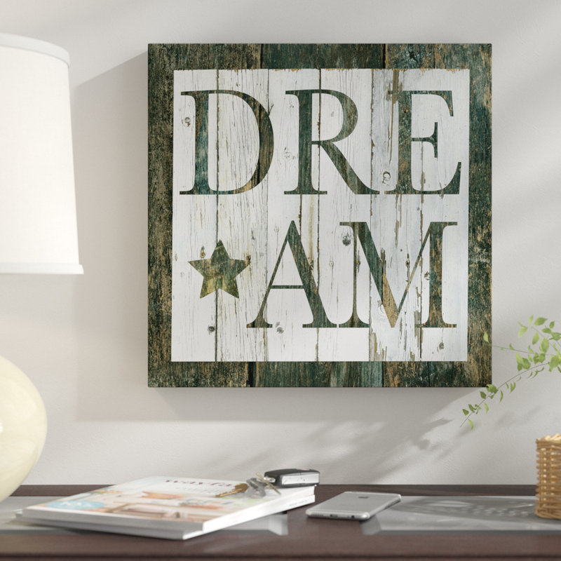 «Wood Dream», art textuel, Toile tendue, H 16 po x l 16 po x P 1,5 po