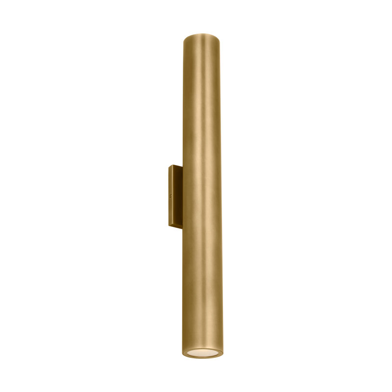 Sean Lavin Pressa 2-light outdoor round extra large wall sconce light in natural brass finish, Hand Rubbed Antique Brass