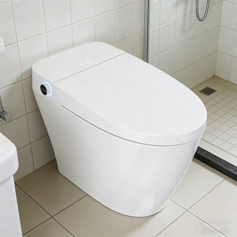 Smart Toilet with Bidet – One‑Piece Design, Heated Seat & Auto Open/Close Lid, Foot Sensing & Automatic Flush, Warm Water Wash & Dryer, LED Display & Night Light – Built‑in Tank