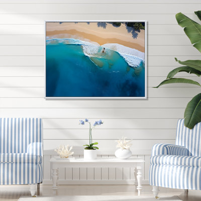 Vue aérienne de la plage côtière paradisiaque IV - art mural plage