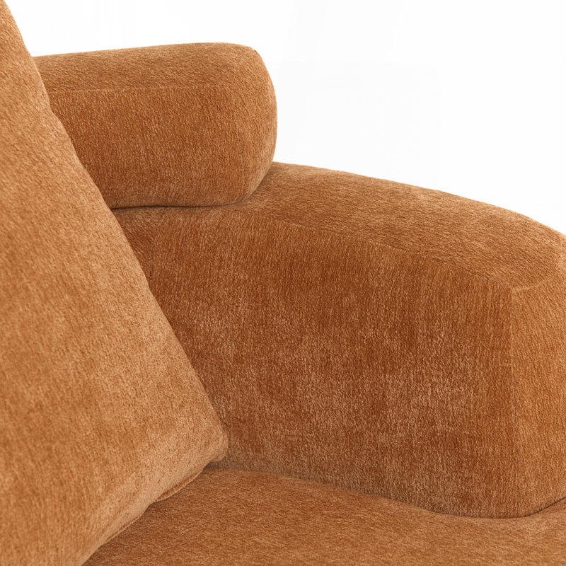 Fauteuil seau 38 pouces en tissu chenille, Jaune brunâtre