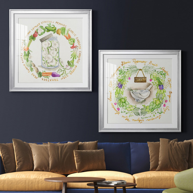 " Canning Season " 2 - Pieces, 30.5" H x 30.5" W x 1" D, Silver Framed Paper, White