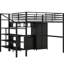 Metal Loft Bed With Table & Wardrobe, Full, Black - Contemporary Craftsmanship, Stable Frame, Abundant Storage Options, Effortless Assembly Processes Full Size And Modern Build, Frame Structure,