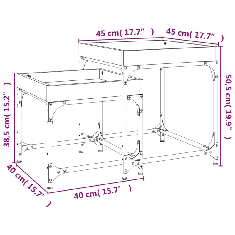 Bilbrey Frame Nesting Tables, Brown Oak