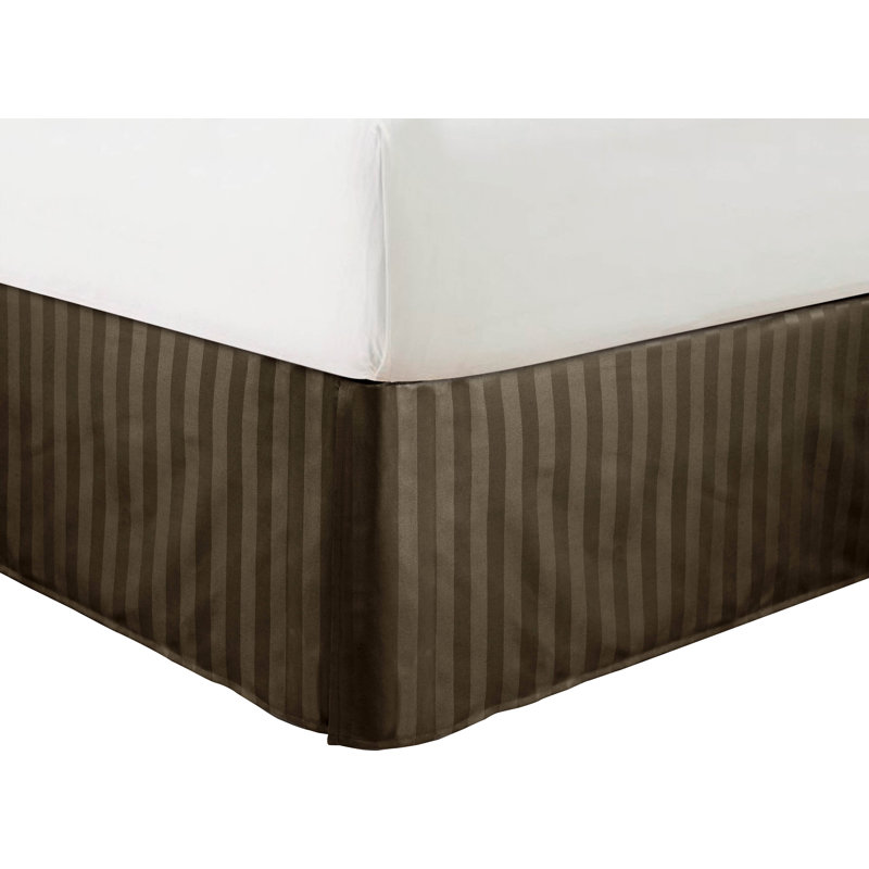 Jupe de lit simple à rayures 14 po Simple Elegance, Brun, Double