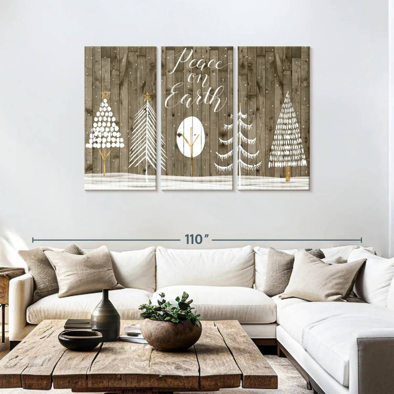 Lelend Wooded White Christmas Collection A, H 48 po x l 74 po