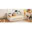 Lit en bois avec armoires de rangement et ports USB