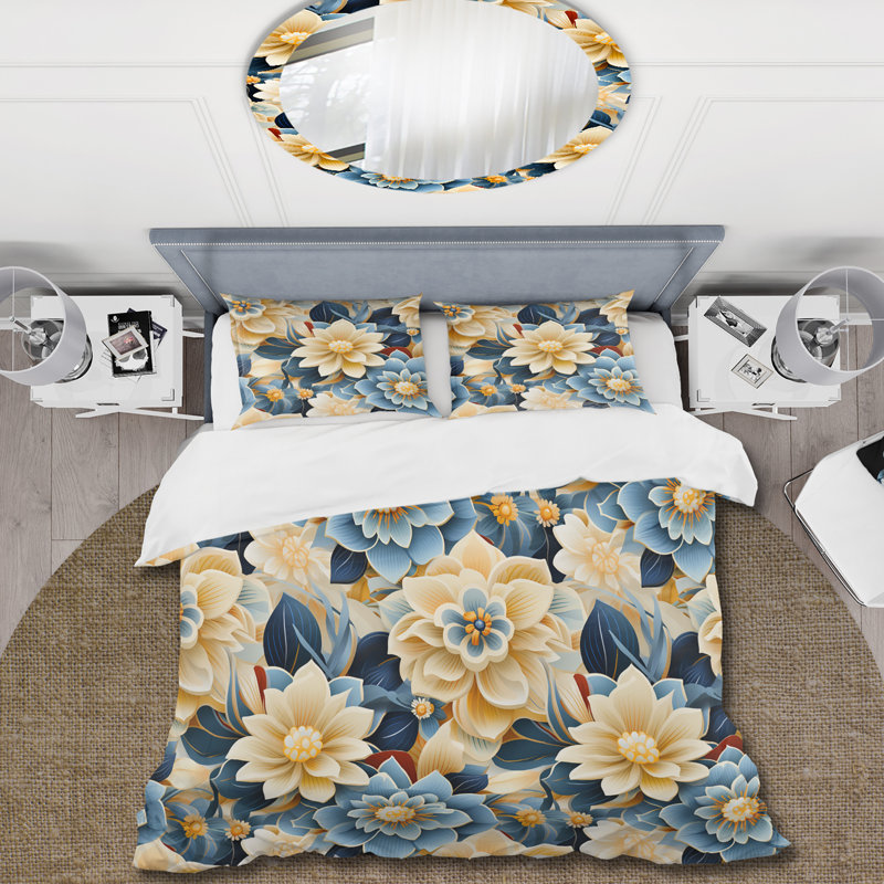 Ensemble de housse de couette Moroccan Delight Blooming Intrigue I - Floral, Housse de couette pour très grand lit et 2 très