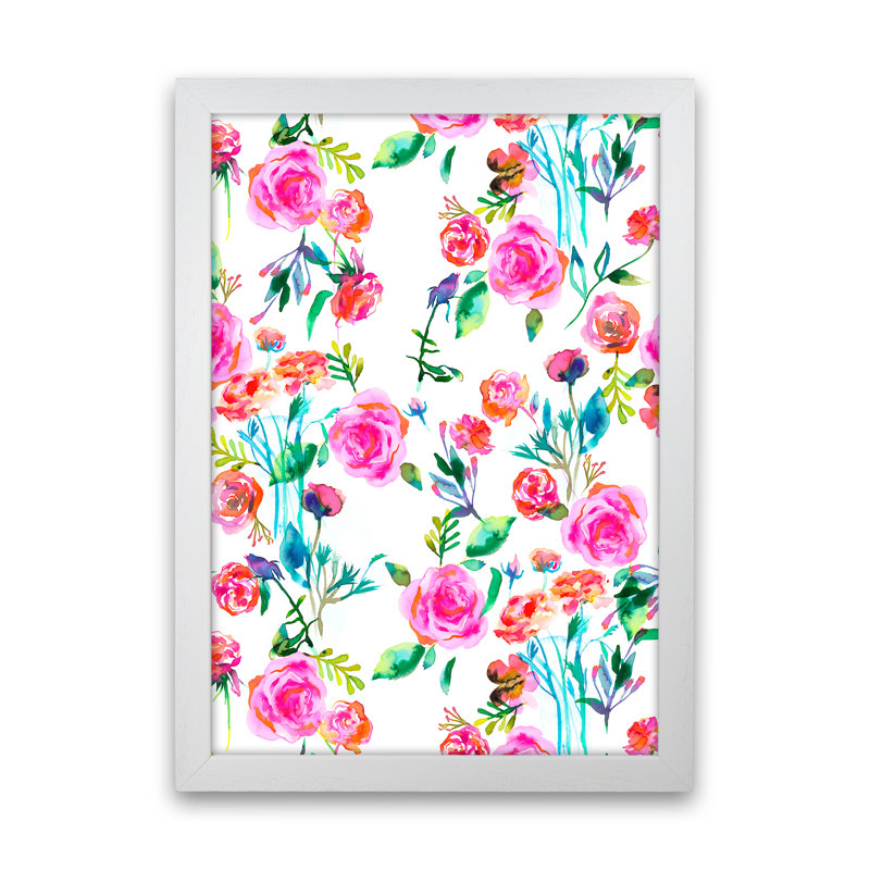 Roses Bouquet Pink - Print, White Framed, 88cm H x 64cm W x 3cm D