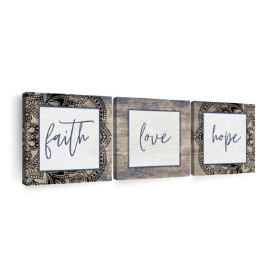 Faith Love Hope, reproduction d'art sur toile