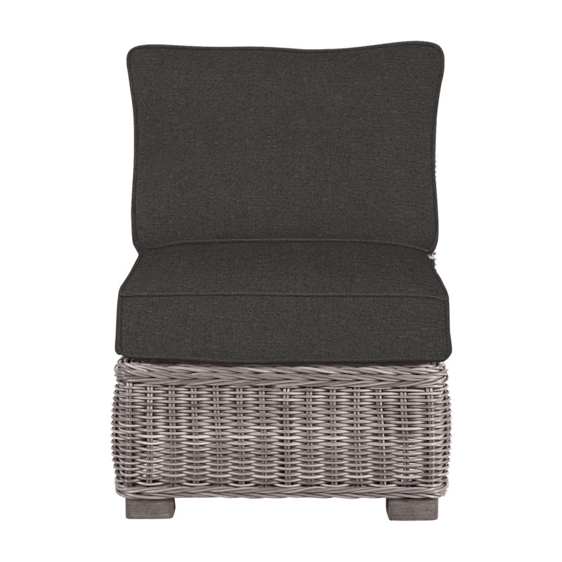 Rustic Woven Sectional Slipper Chair, Welt, Oyster, Verona Fossil