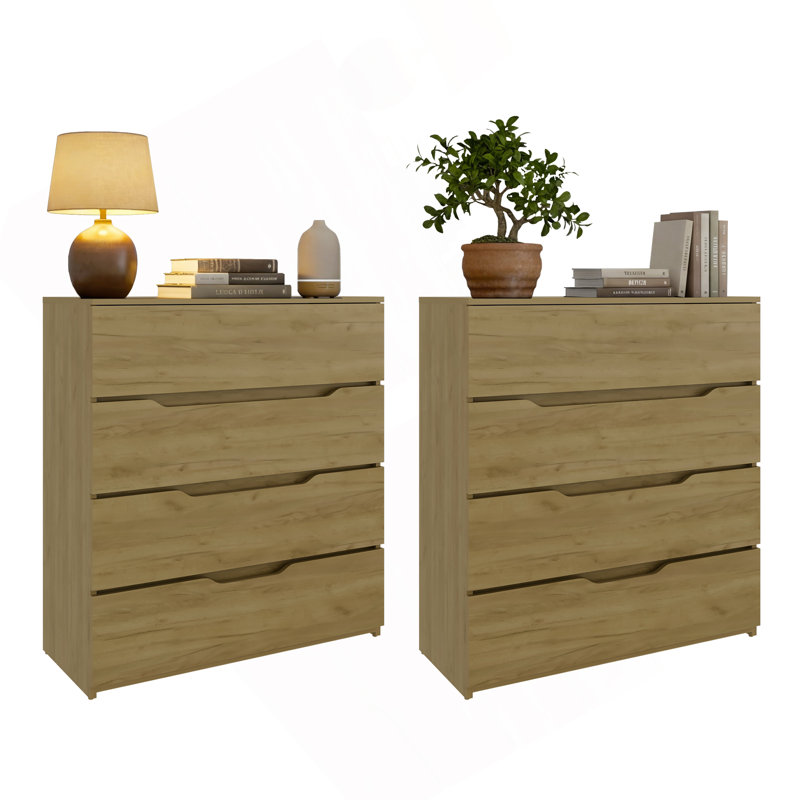 Ensemble de 2 commodes en chêne naturel Arcadia - Mobilier de rangement moderne pour chambre à coucher, Natural
