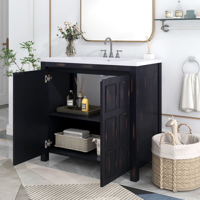 Organisateur de meuble-lavabo 36 po avec lavabo, ensemble d'armoire combiné, armoire de rangement pour salle de bain