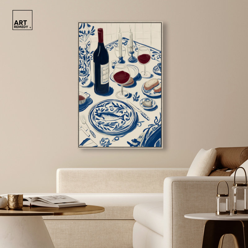 «Dinner II», reproduction d'art sur toile encadrée par Art Remedy, cadre blond, 36 x 54, H 55 po x l 37 po, Cadre blond