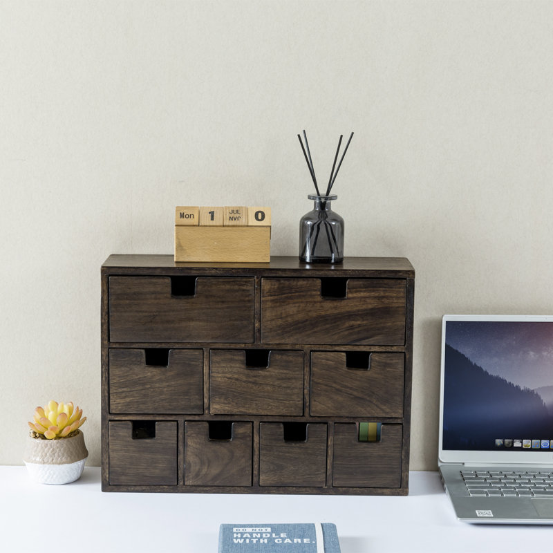 Solid Wood Desk Organiser with Drawers