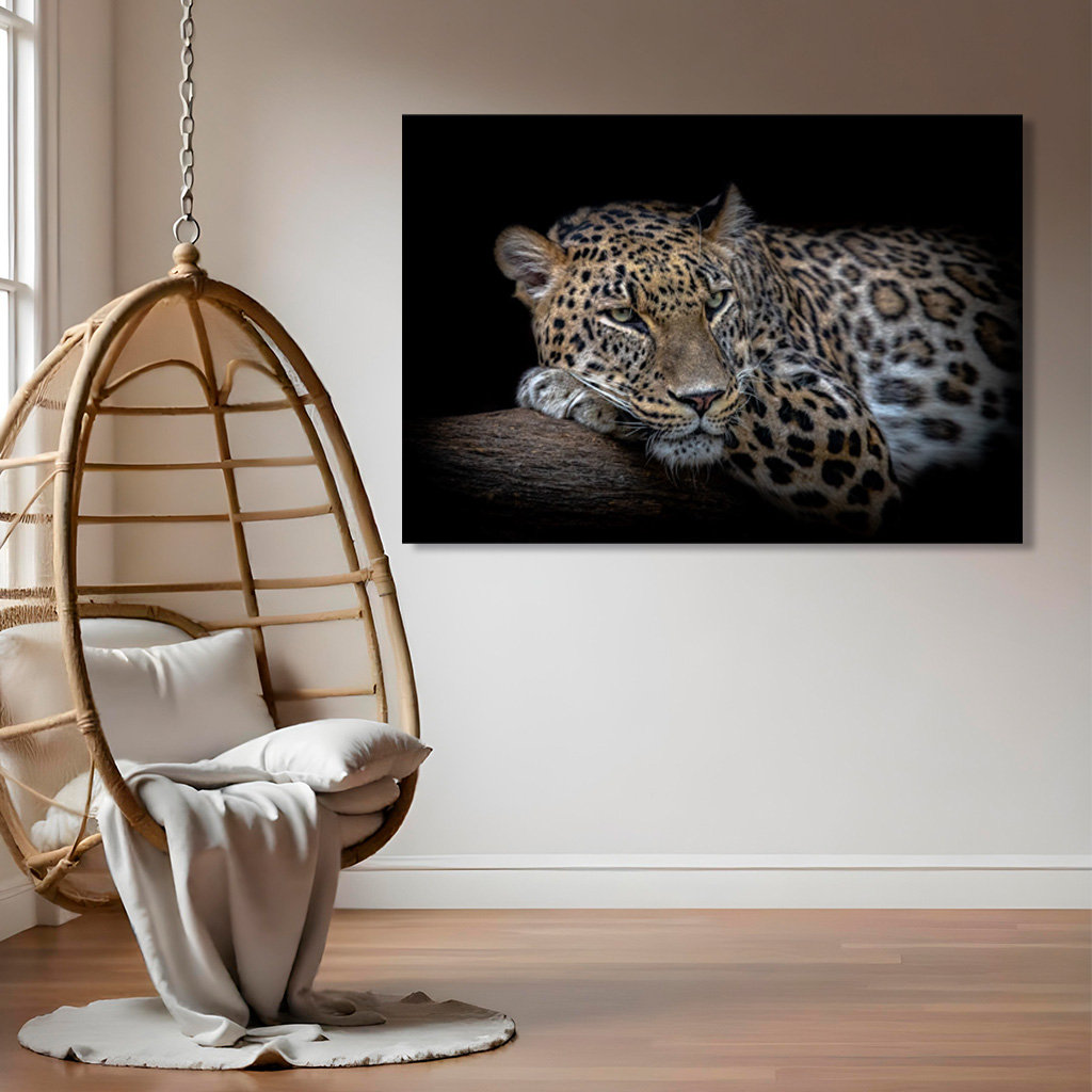 " 'Leopard Resting' Wrapped Canvas Wall Art By Nauzet Baez " Latitude Run® 