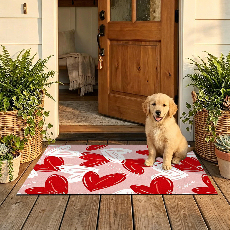  Paillasson intérieur antidérapant 16 po x 24 po Love Heart, Amour cœur décoratif, 16 po x 24 po