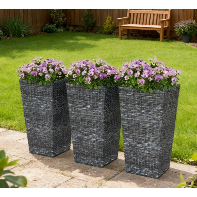 Jardinières durables et peu encombrantes, polypropylène gris élégant, design intérieur et extérieur moderne