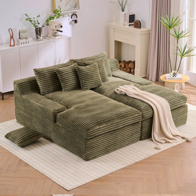 Canapé inclinable double à accoudoir double à compression latérale vert