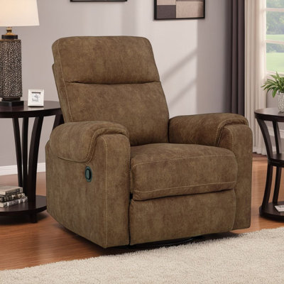 Fauteuil inclinable manuel berçant Woli, similicuir brun classique de 39 pouces