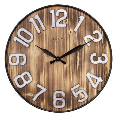 20-Inch Wooden Wall Clock With Metal Numbers