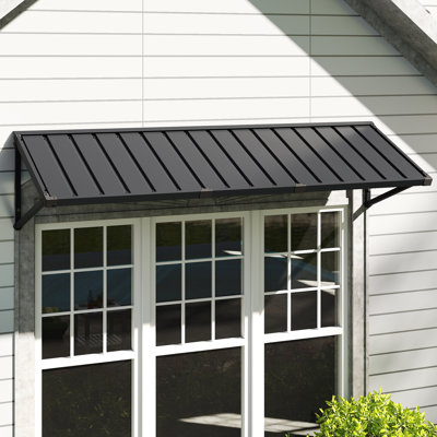 Powder-coated Metal Frame Standing Seam Fixed Window Awning All Weather Protection Door Canopy for Entrance, Windows, Porches, Balconies