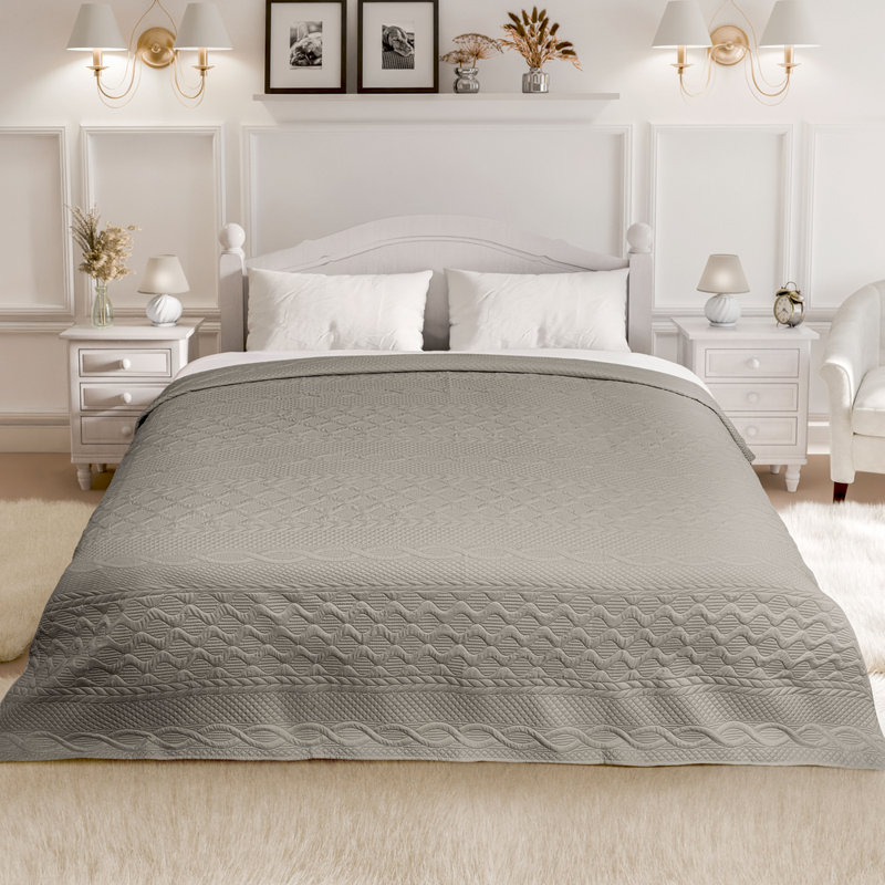 Emma Barclay Aran - Elegant Quilted Bedspread Geometric Bedspread, Double Bedspread, Cream