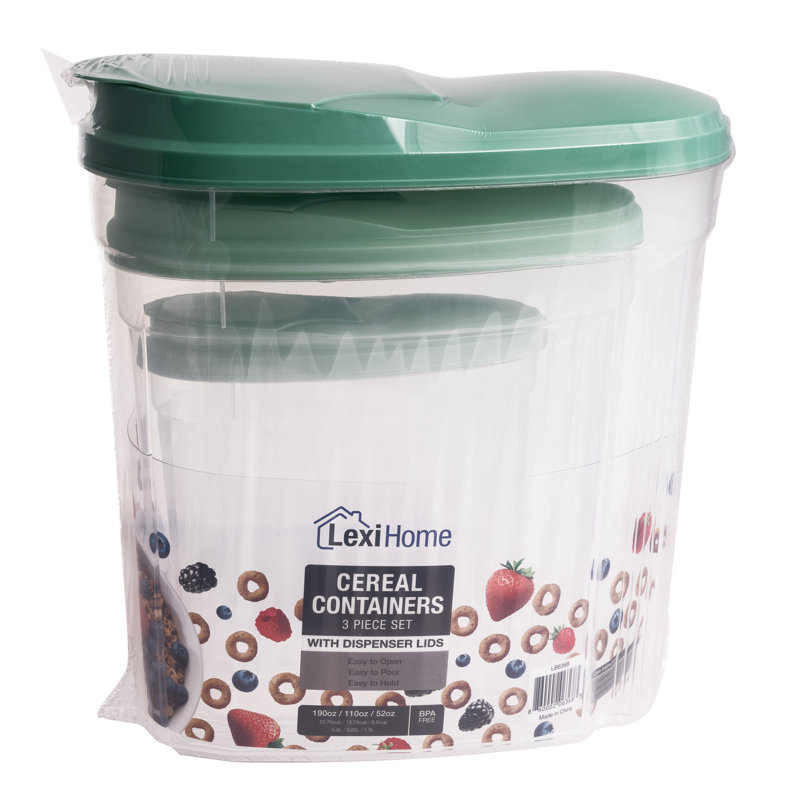 Nested Plastic Container Set With Lids, Green