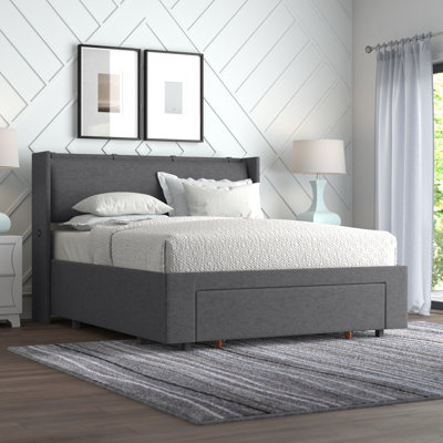 Pernelia Upholstered Wingback Storage Bed