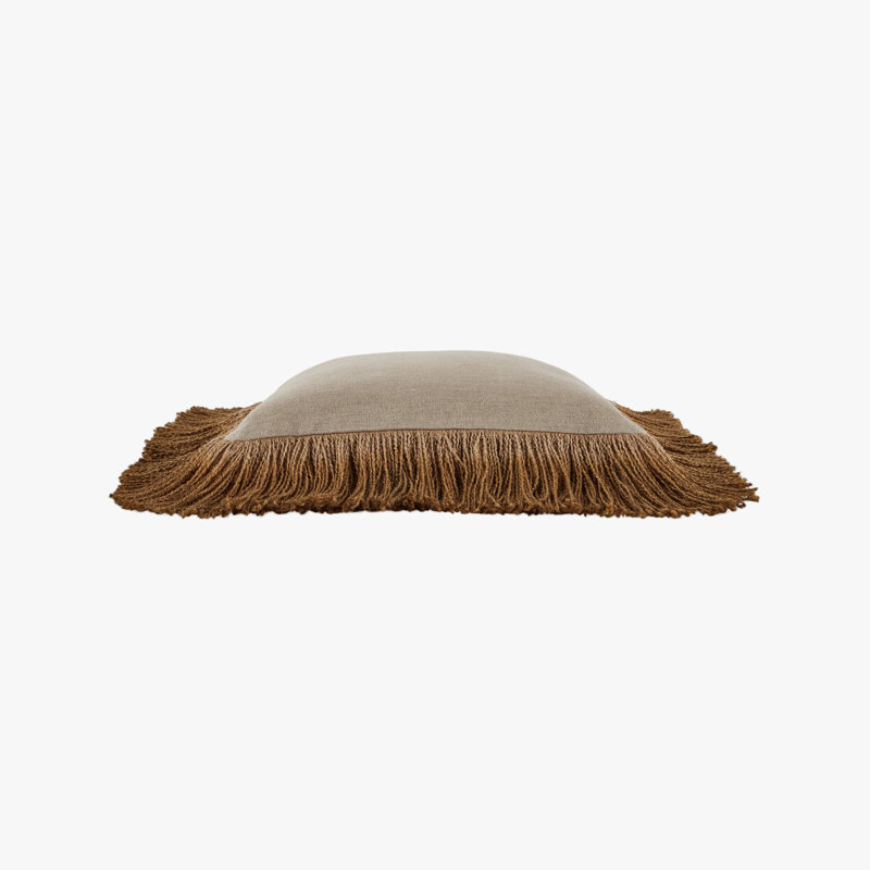 Indigo Seas Jute Fringe Pillow Cover & Insert, Bronze