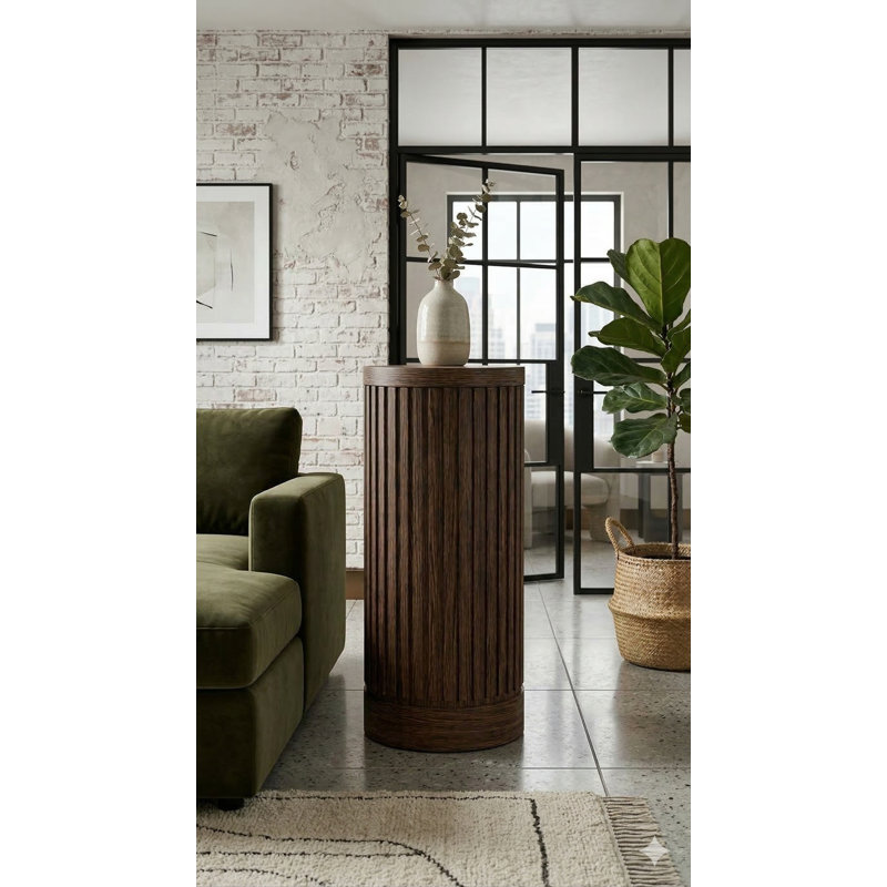 Piédestal rond Graelynn - brun, H 36 po x L 12 po x l 12 po, Brun