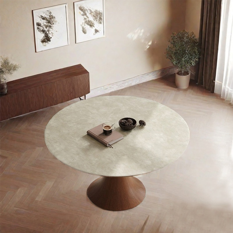 Simple modern round retro dining table, 29.53"H x 47.24"L x 47.24"W