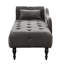 Méridienne en velours gris avec boutons et cadre en bois avec garniture cloutée élégante, pieds solides et coussin confortable - Rehaussez le décor de votre bureau personnel-1934499953